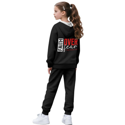 Faith Over Fear Youth Christian Zippered Sportswear Outfit - ClaimedbyGodDesigns