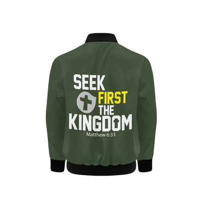 Seek First The Kingdom Kids' Christian Bomber Jacket with Pockets