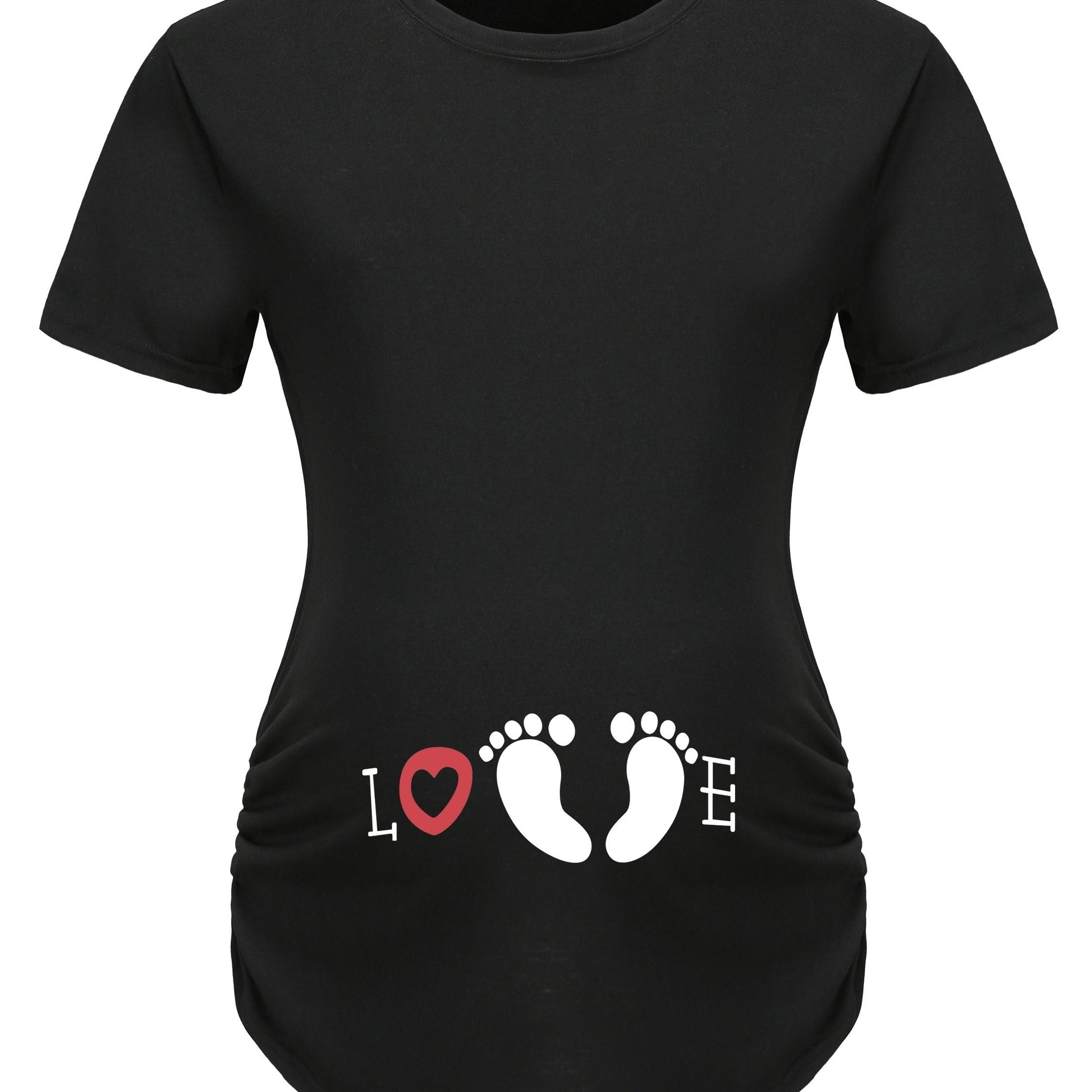 Love (baby footprint) Women's Christian Maternity T-Shirt claimedbygoddesigns