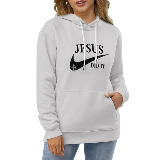 Jesus Did It (like Nike) Women's Christian Pullover Hooded Sweatshirt