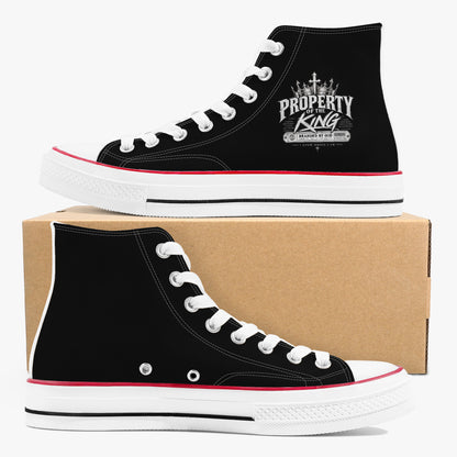 Property Of The King Branded By God unisex high-top canvas sneakers, view 8