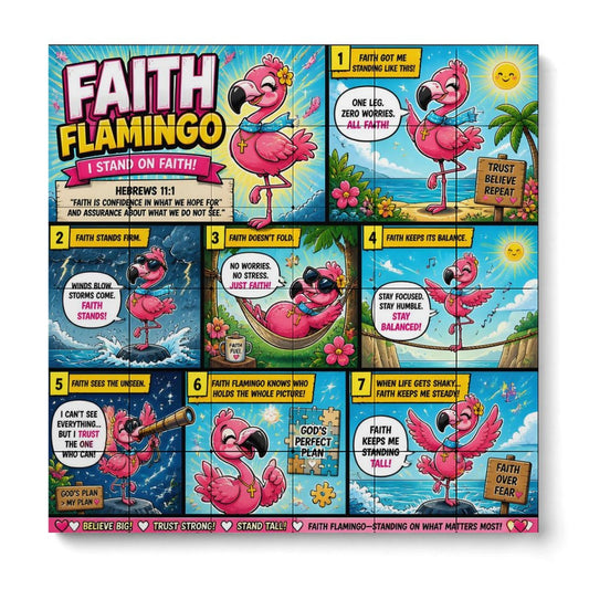 Faith Flamingo – Building Block Puzzle Ornament - ClaimedbyGodDesigns