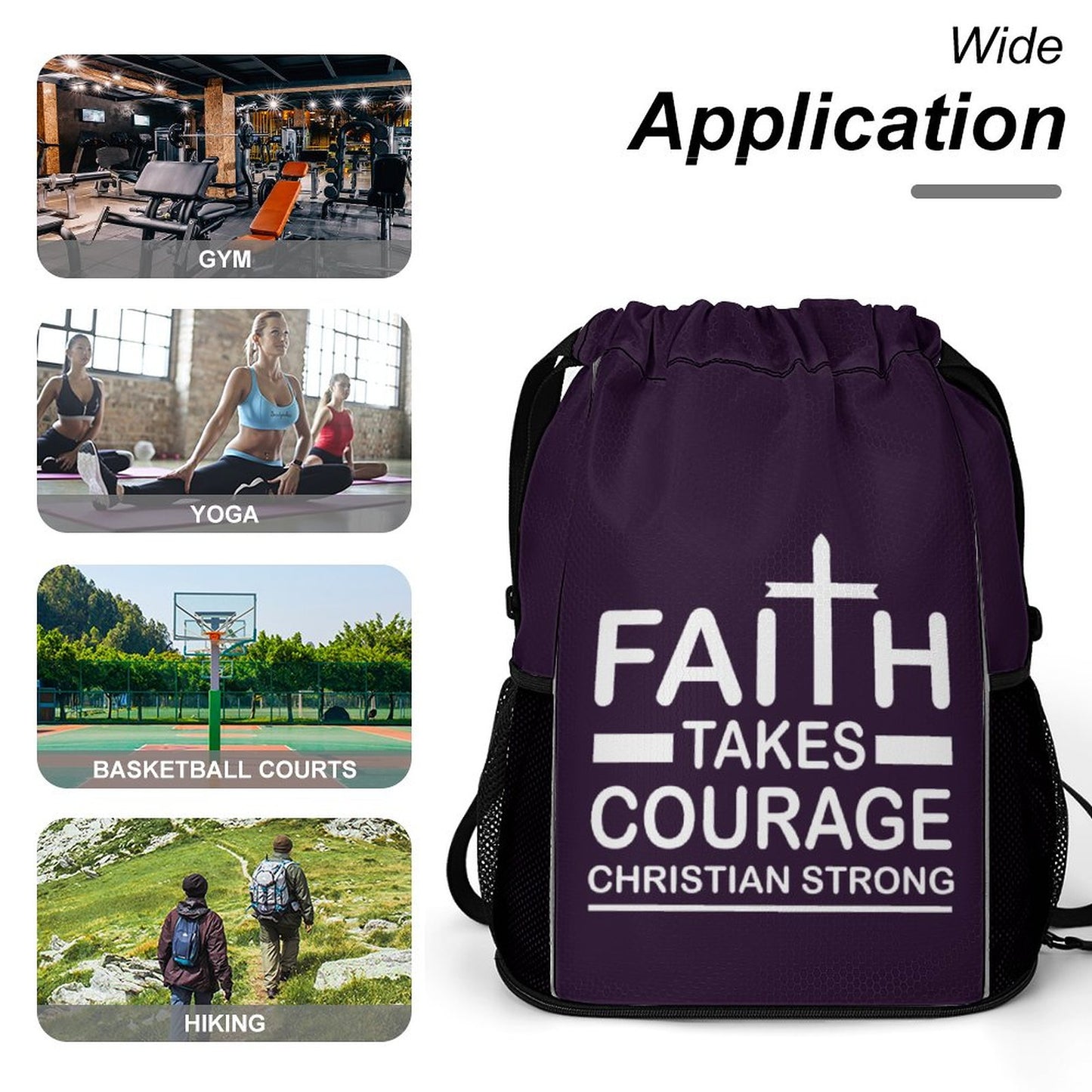 Faith Takes Courage Christian Strong Christian Waffle Cloth Drawstring Bag