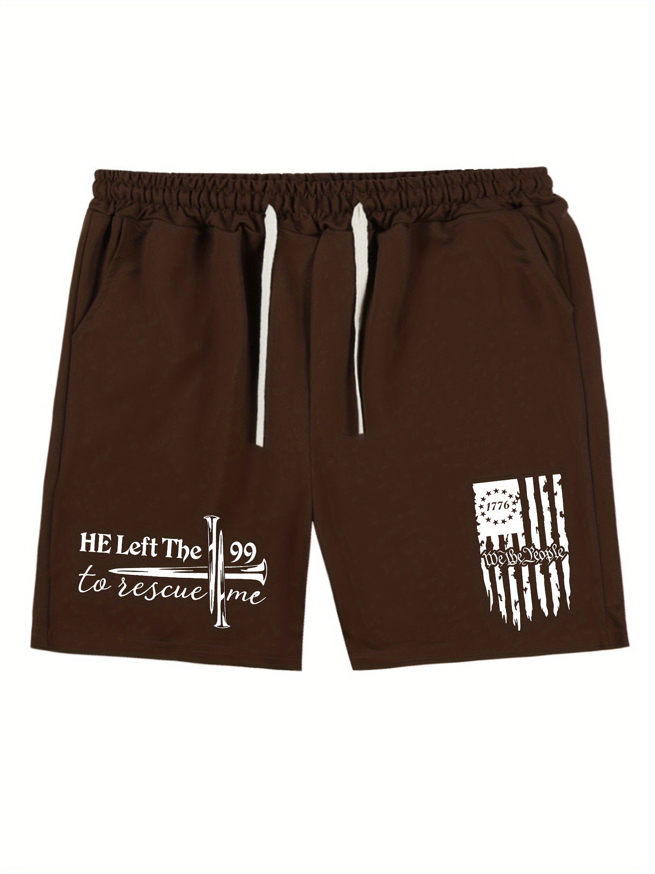 He Left The 99 To Rescue Me Patriotic American Flag Men's Christian Shorts claimedbygoddesigns