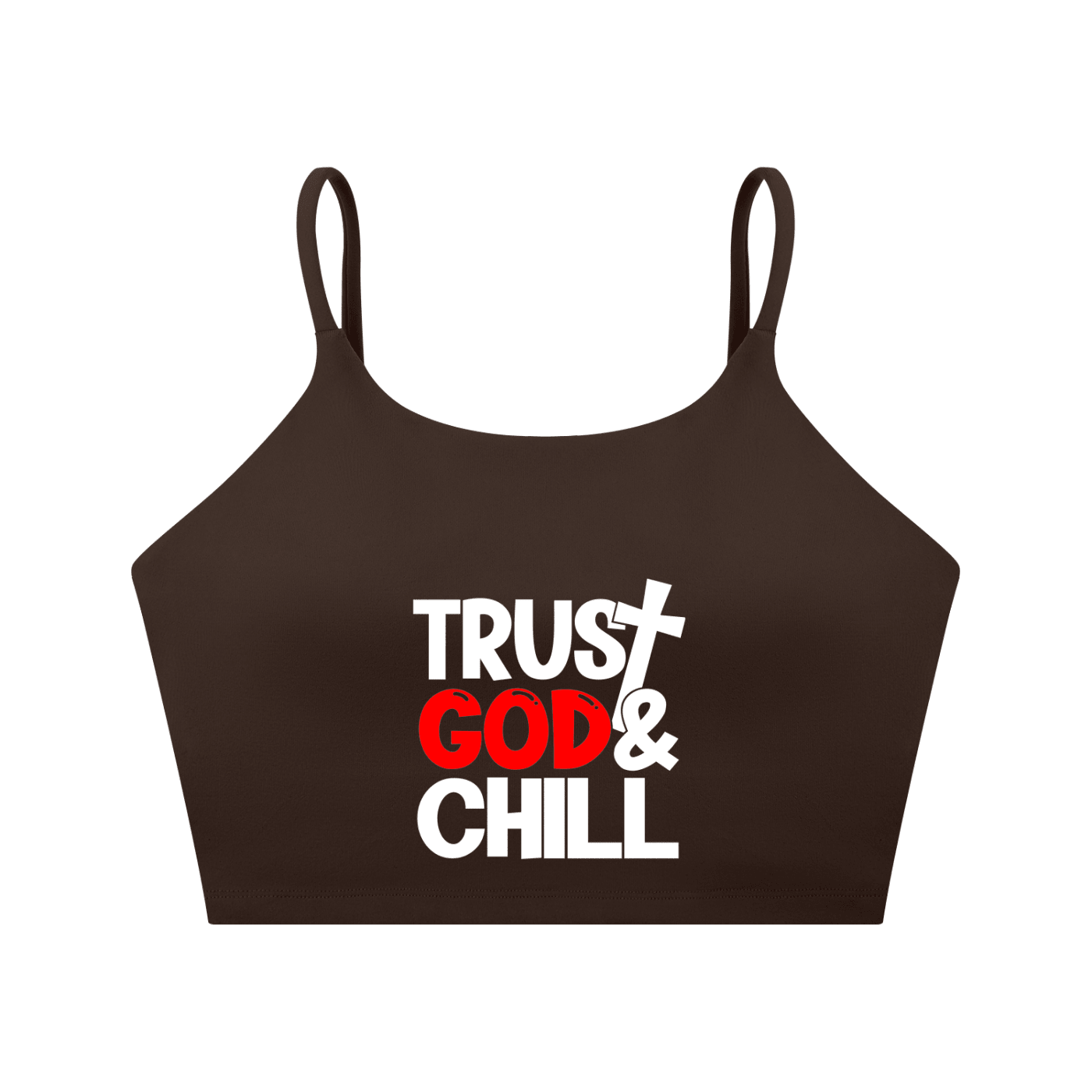 Trust God And Chill Women's Christian Spaghetti Strap Yoga Sports Bra - ClaimedbyGodDesigns