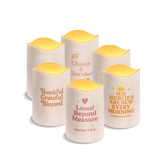 Love And Gratitude Christian Solar Wave Candles Set of 6 - ClaimedbyGodDesigns