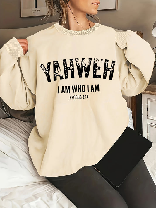 Yahweh I Am Who I AM Plus Size Women's Christian Pullover Sweatshirt claimedbygoddesigns