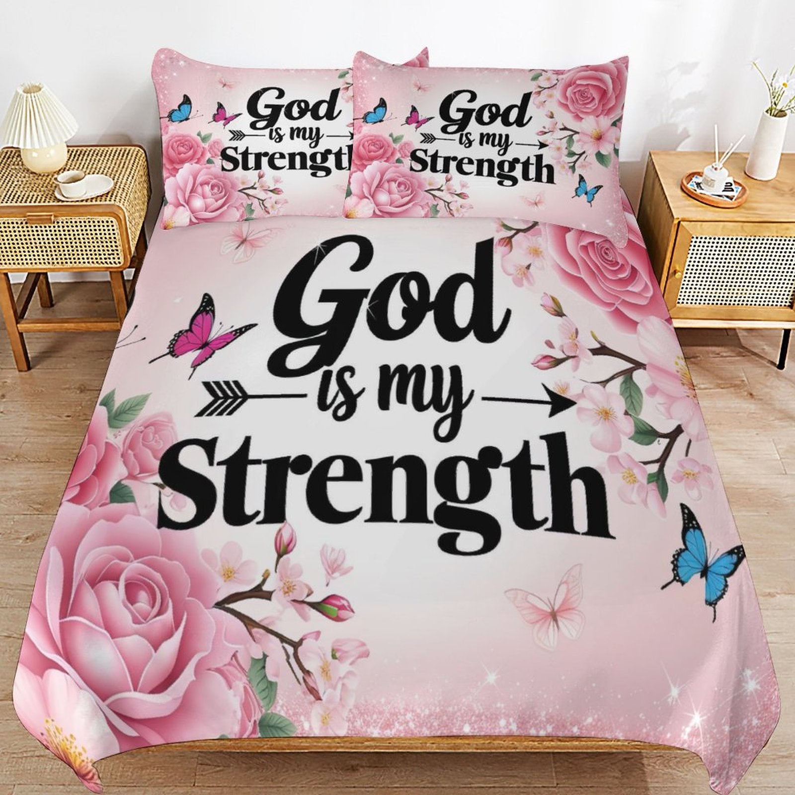 He Is My Strength 3 - Piece Christian Comforter Bedding Set - ClaimedbyGodDesigns