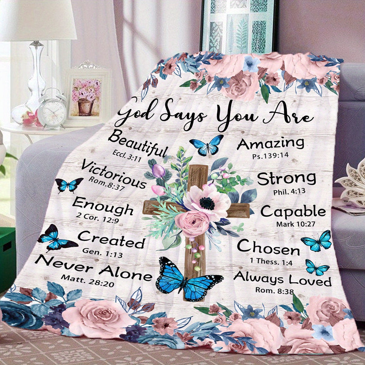 God Says You Are Christian Soft Blanket claimedbygoddesigns