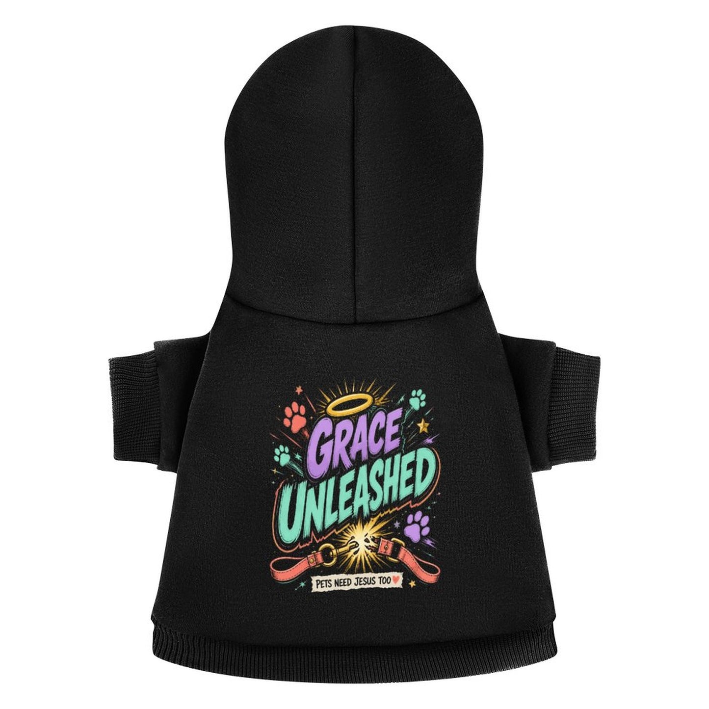 Grace Unleashed Pets Need Jesus Too Christian Pet Hooded Pullover Sweatshirt Dog/Cat Hoodie Warm, Soft & Breathable - ClaimedbyGodDesigns