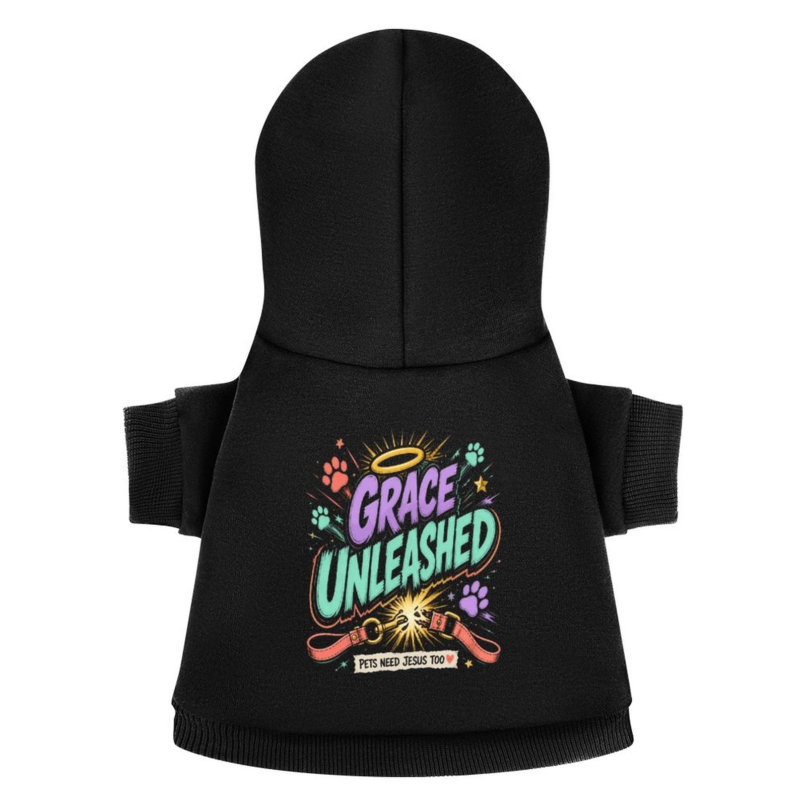 Grace Unleashed Pets Need Jesus Too Christian Pet Hooded Pullover Sweatshirt Dog/Cat Hoodie Warm, Soft & Breathable - ClaimedbyGodDesigns