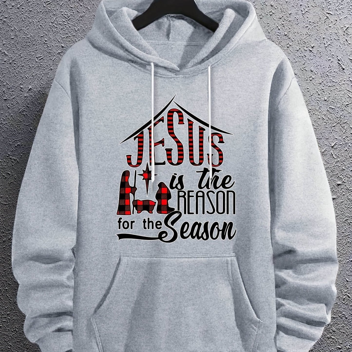 JESUS Is The Reason For The Season (Christmas Themed) Men's Christian Pullover Hooded Sweatshirt claimedbygoddesigns