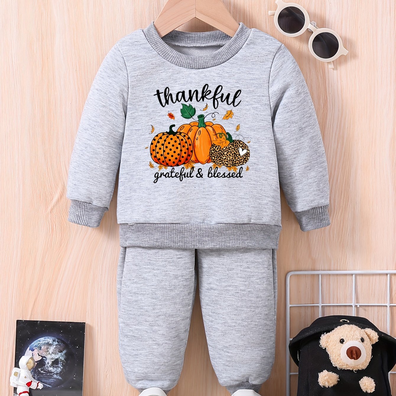 THANKFUL GRATEFUL BLESSED (thanksgiving themed) Toddler Christian Casual Outfit claimedbygoddesigns