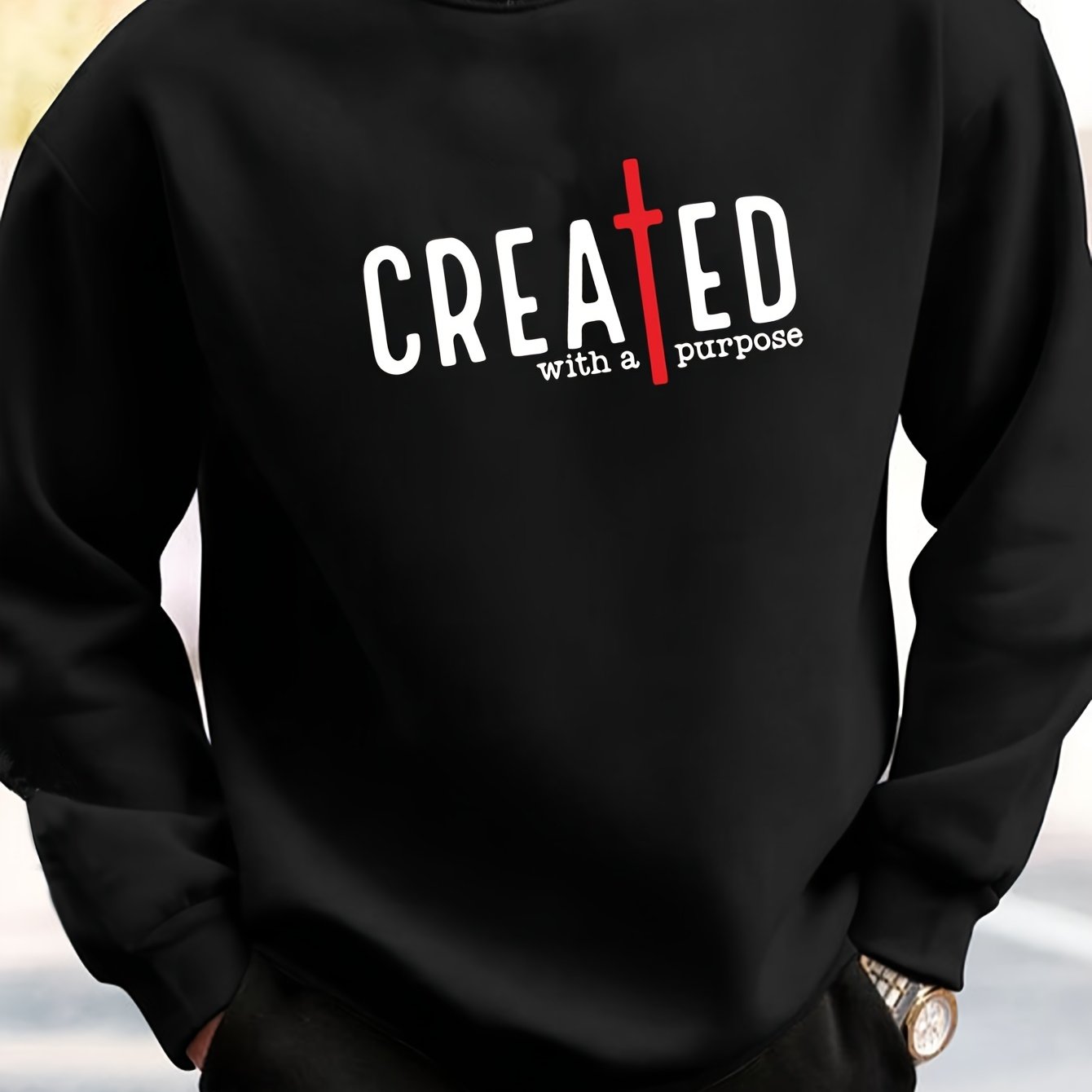 CREATED With A Purpose Men's Christian Pullover Sweatshirt claimedbygoddesigns