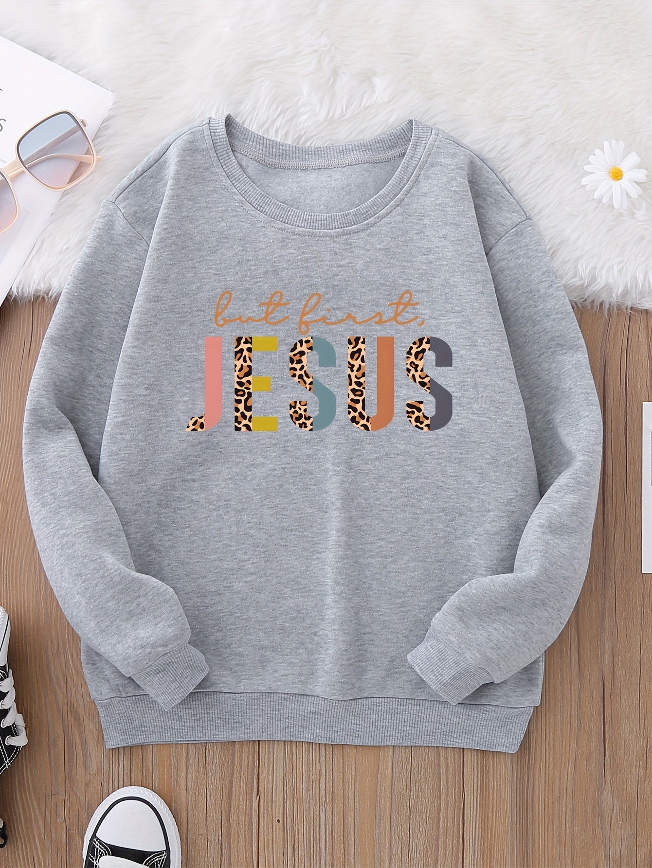 But First JESUS Youth Christian Pullover Sweatshirt claimedbygoddesigns