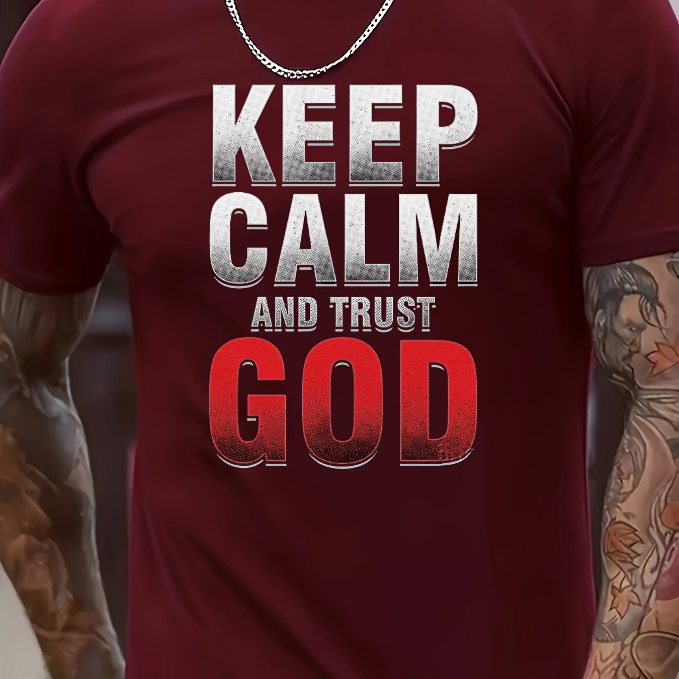 Keep Calm And Trust God Men's Christian T-shirt claimedbygoddesigns