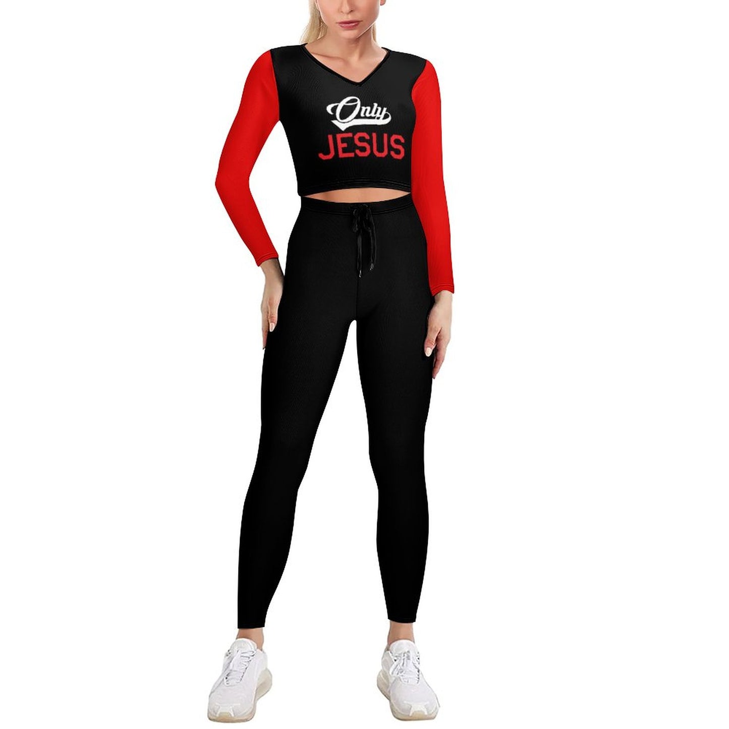 Only Jesus Women's Christian Casual Outfit V neck Sweatshirt Set  SALE-Personal Design