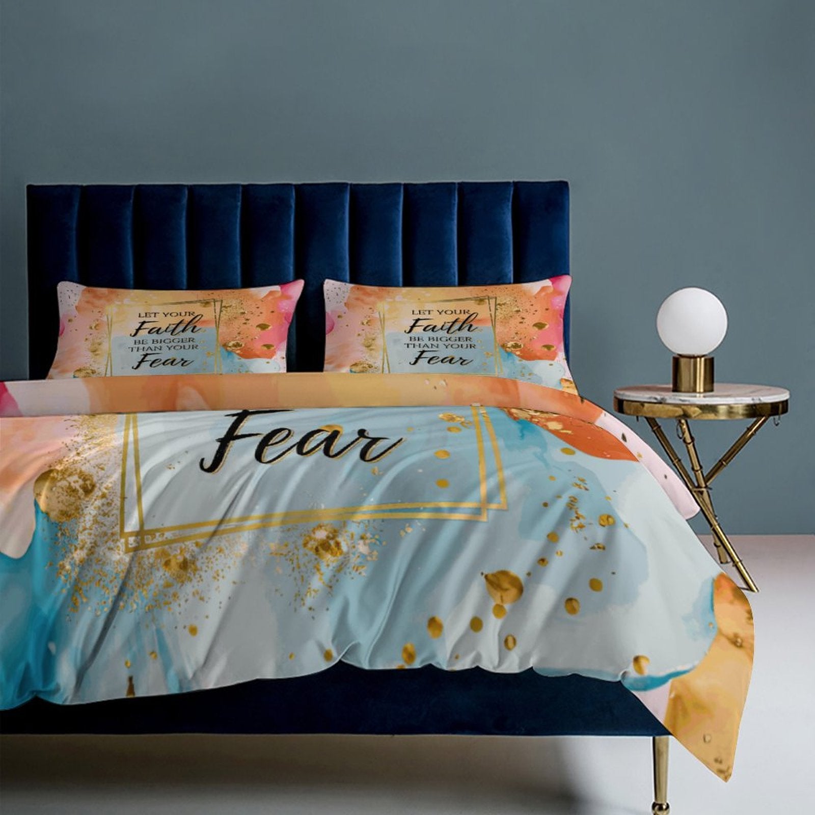 Let Your Faith Be Bigger Than Your Fear 3-Piece Christian Comforter Bedding Set-86"×70"/ 218×177cm SALE-Personal Design