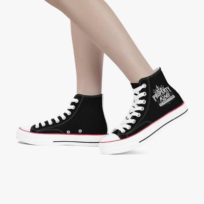 Property Of The King Branded By God unisex high-top canvas sneakers, view 3