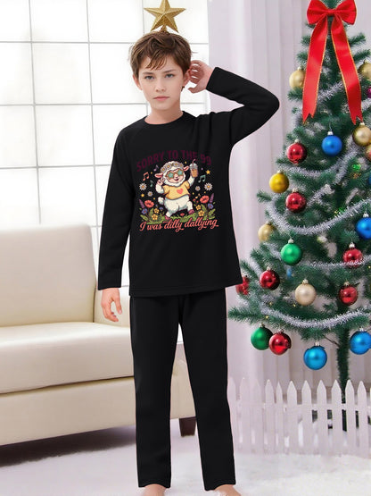 Sorry To The 99 I Was Dilly Dallying Youth Christian Christmas Plaid Pajamas