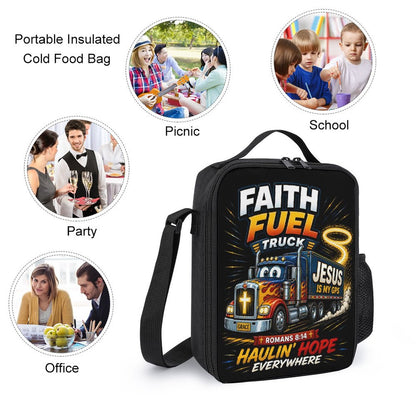 Faith Fuel Truck Christian 3 PCS Bag Set (Backpack, Lunch Bag and Pencil Case) - ClaimedbyGodDesigns