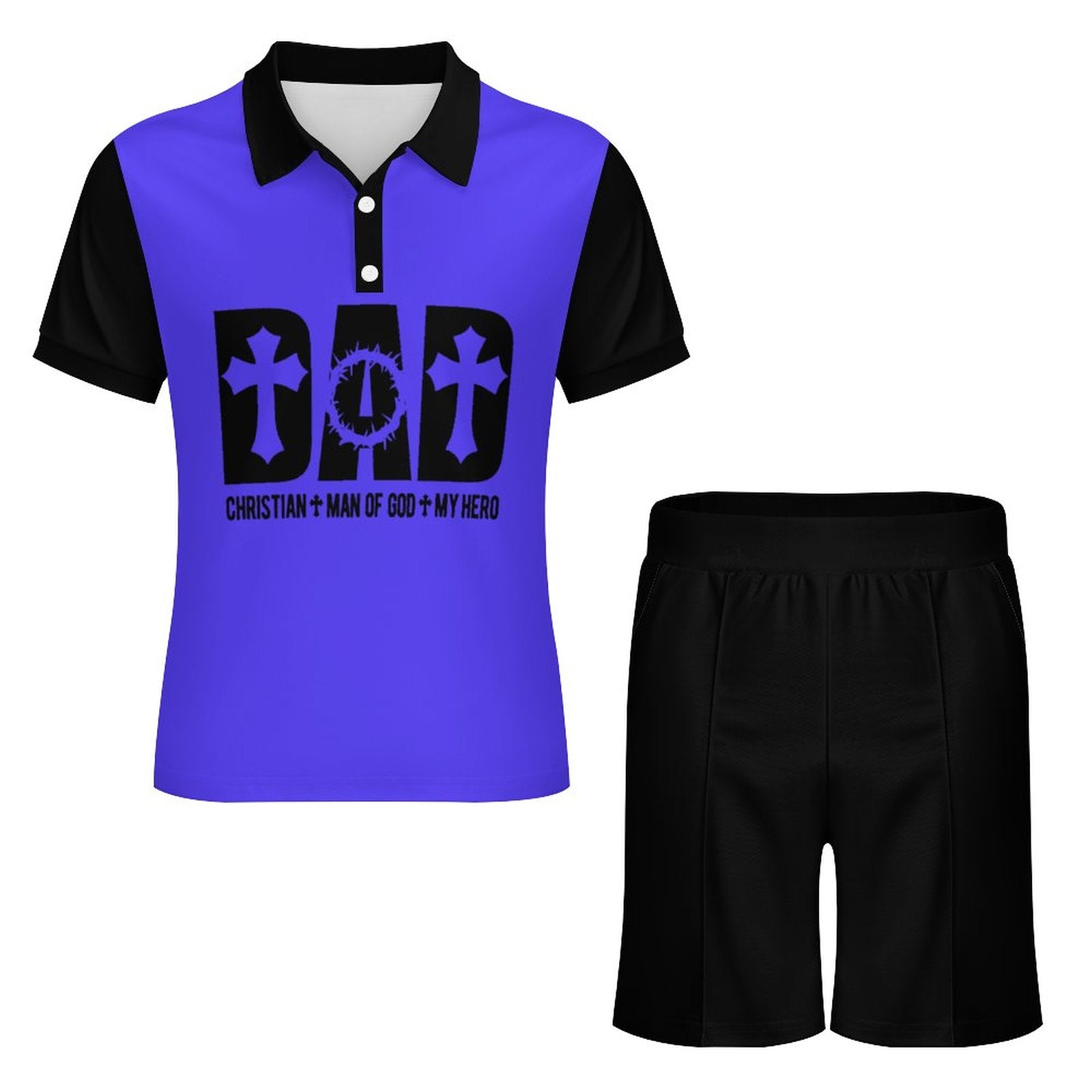 Dad Christian Man Of God My Hero Men's Christian Casual Outfit Polo Set SALE-Personal Design