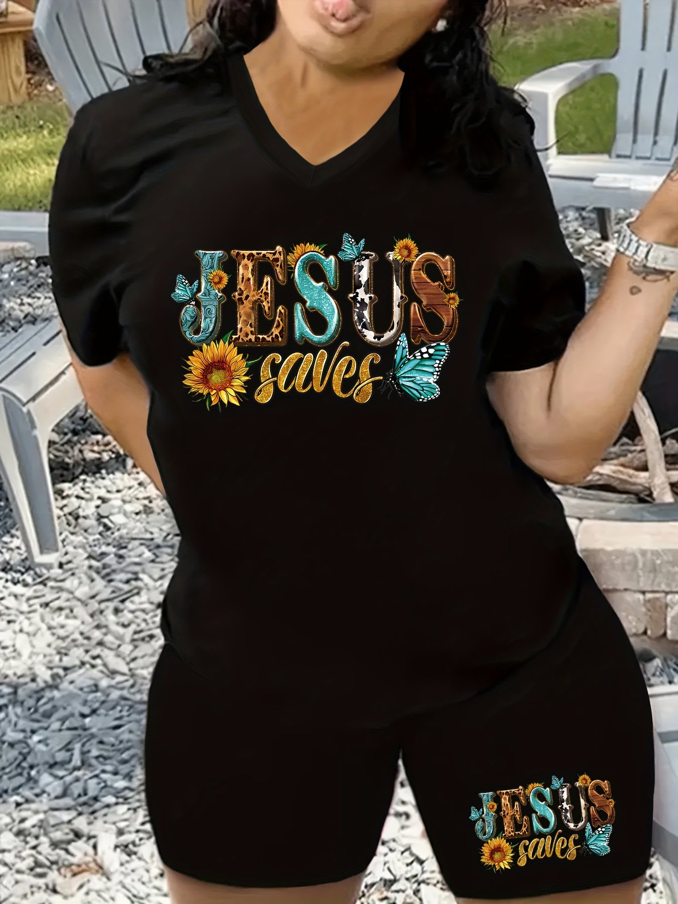 Jesus Saves Plus Size Women's Christian Casual Outfit claimedbygoddesigns