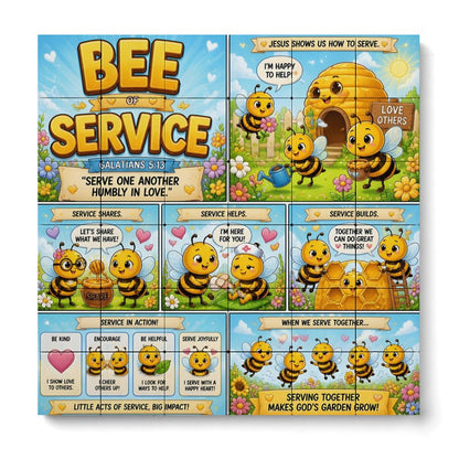 Bee of Service – Building Block Puzzle Ornament - ClaimedbyGodDesigns