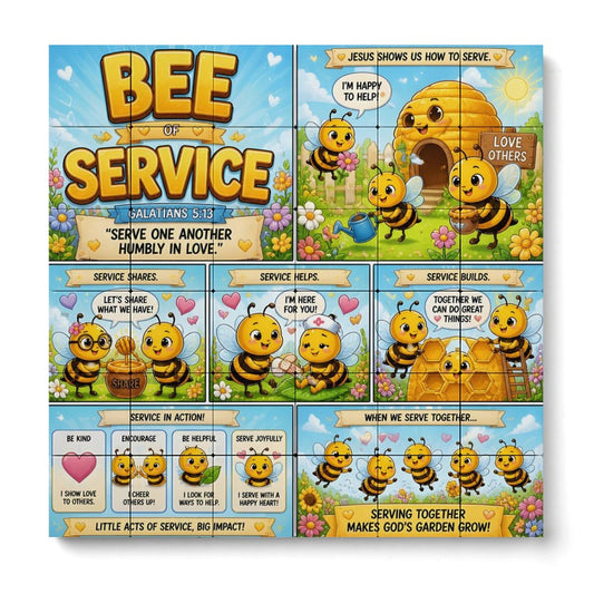 Bee of Service – Building Block Puzzle Ornament - ClaimedbyGodDesigns