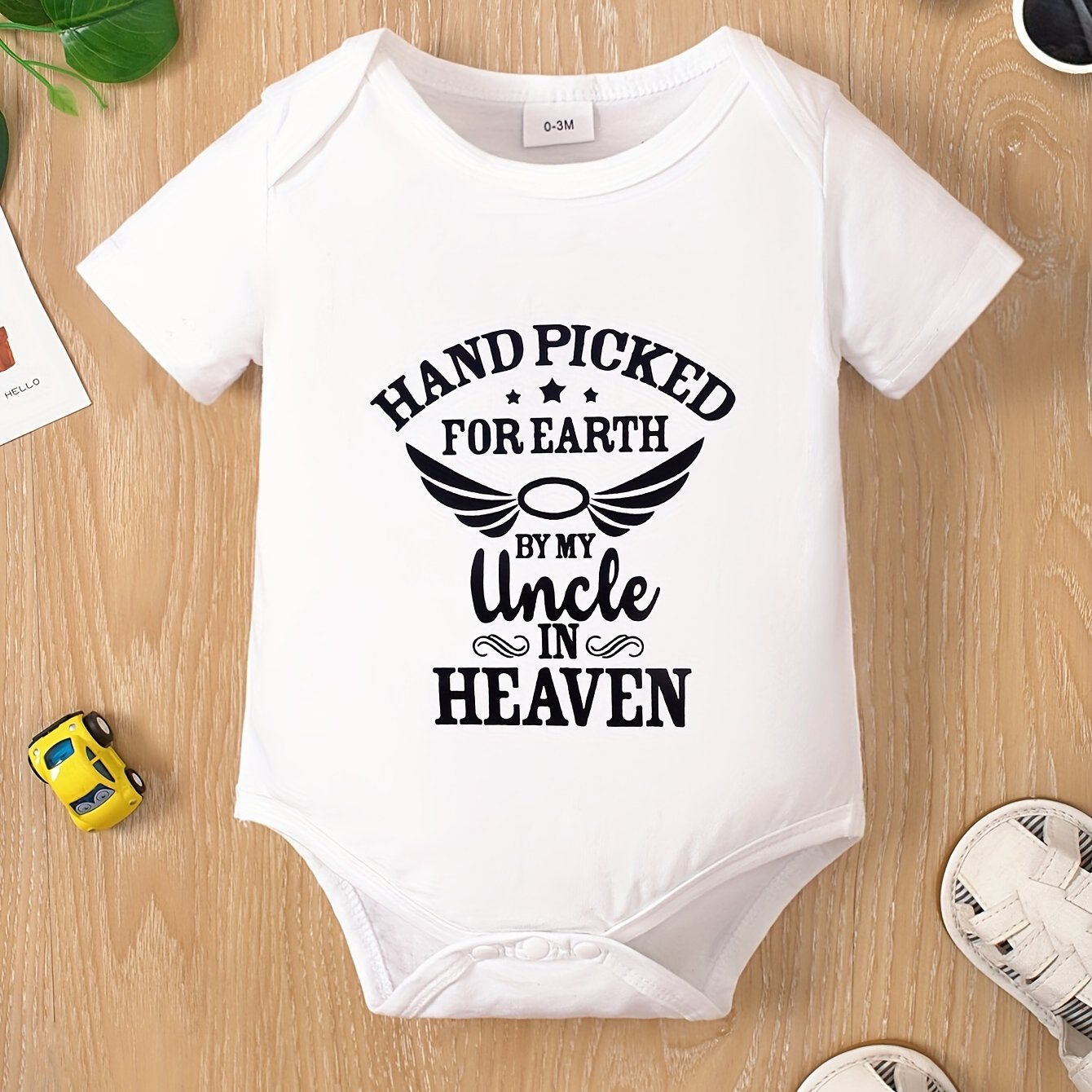 Handpicked For Earth By My Uncle In Heaven Christian Baby Onesie claimedbygoddesigns