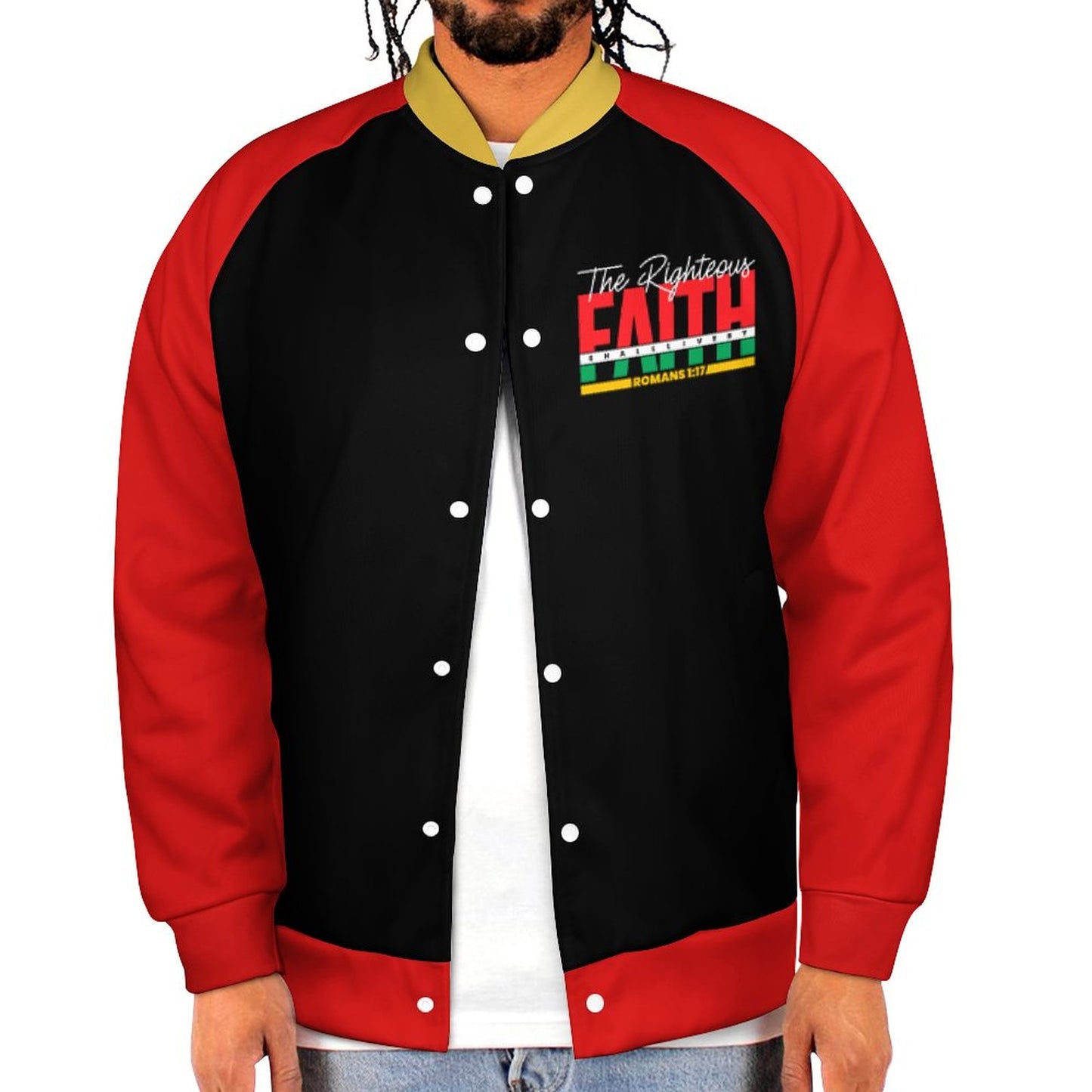 Romans 1:17 The Righteous Shall Live By Faith Men's Christian Jacket