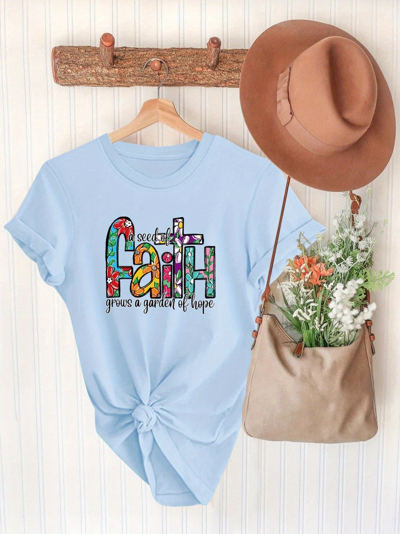 A Seed Of Faith Grows A Garden Of Hope Women's Christian T-Shirt claimedbygoddesigns