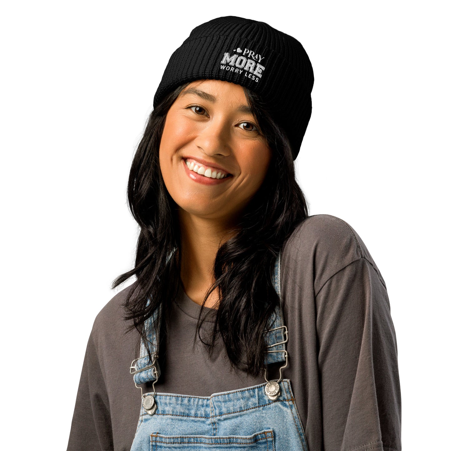 Pray More Worry Less Adult Christian Fisherman beanie