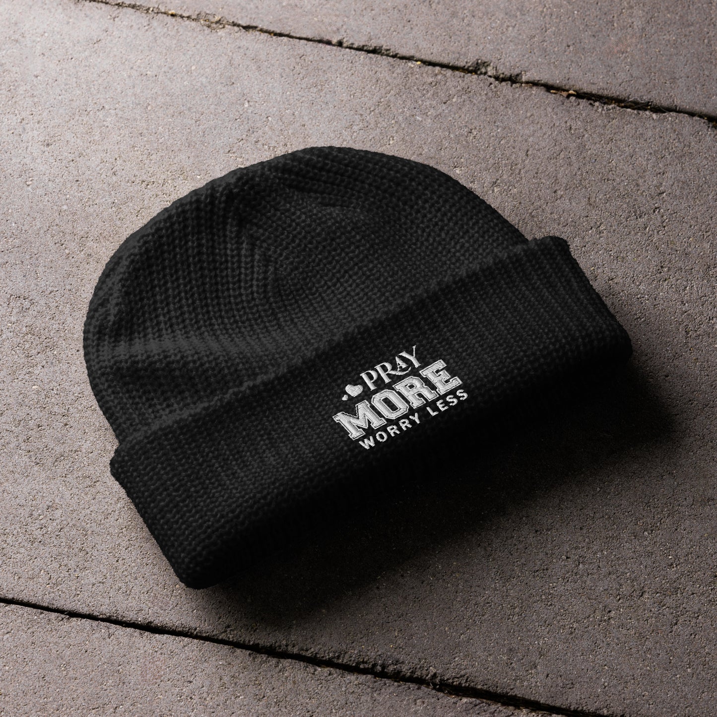 Pray More Worry Less Adult Christian Fisherman beanie