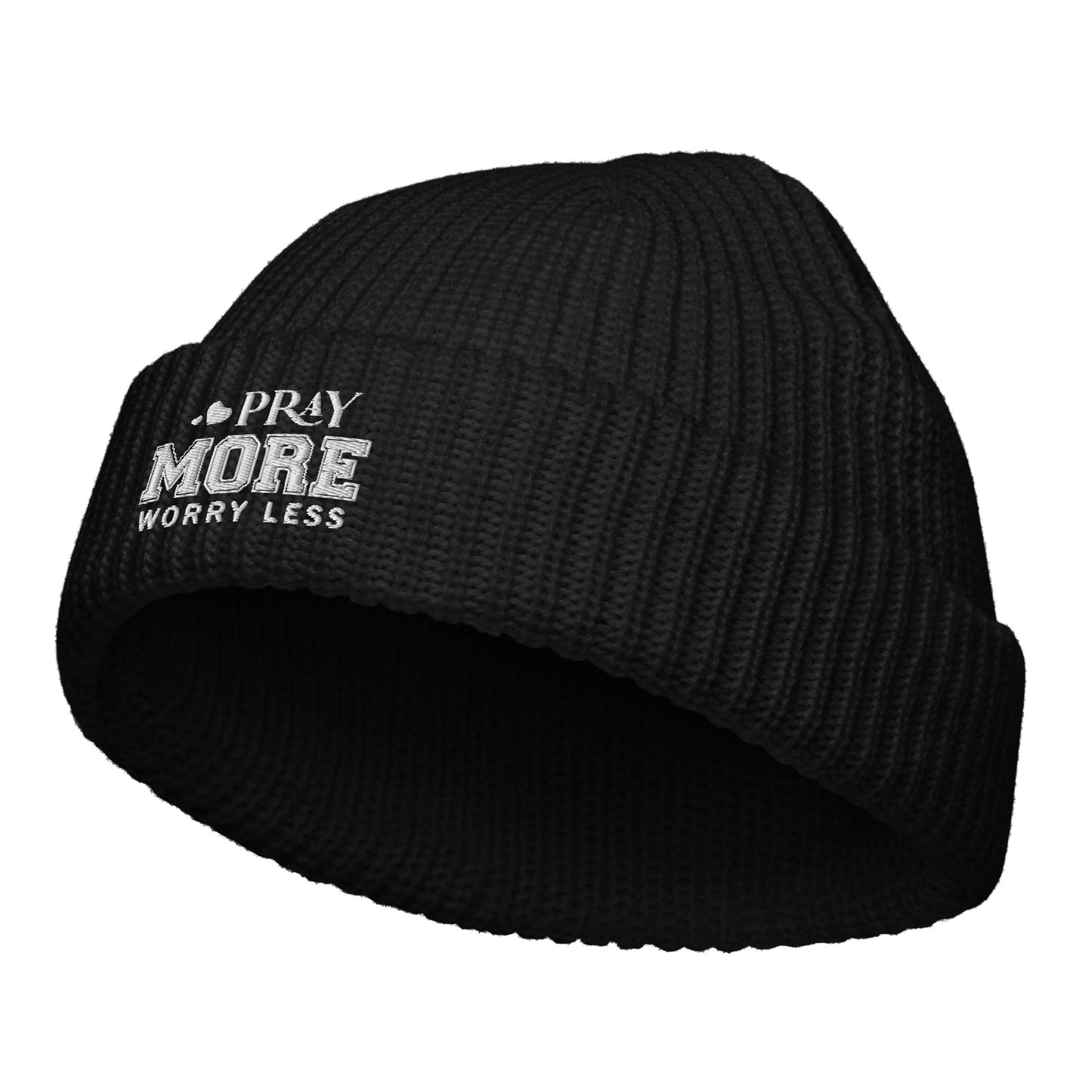 Pray More Worry Less Adult Christian Fisherman beanie