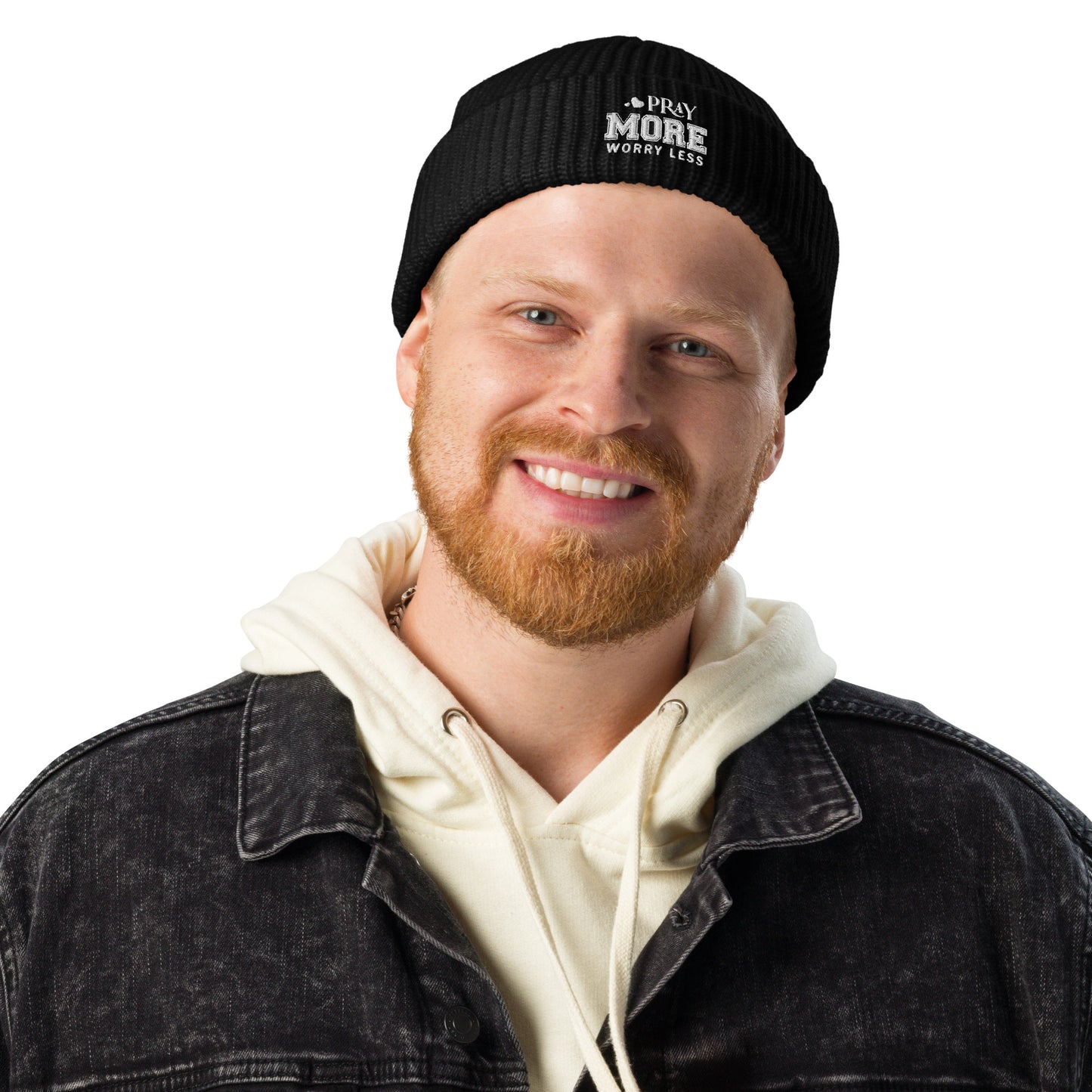 Pray More Worry Less Adult Christian Fisherman beanie