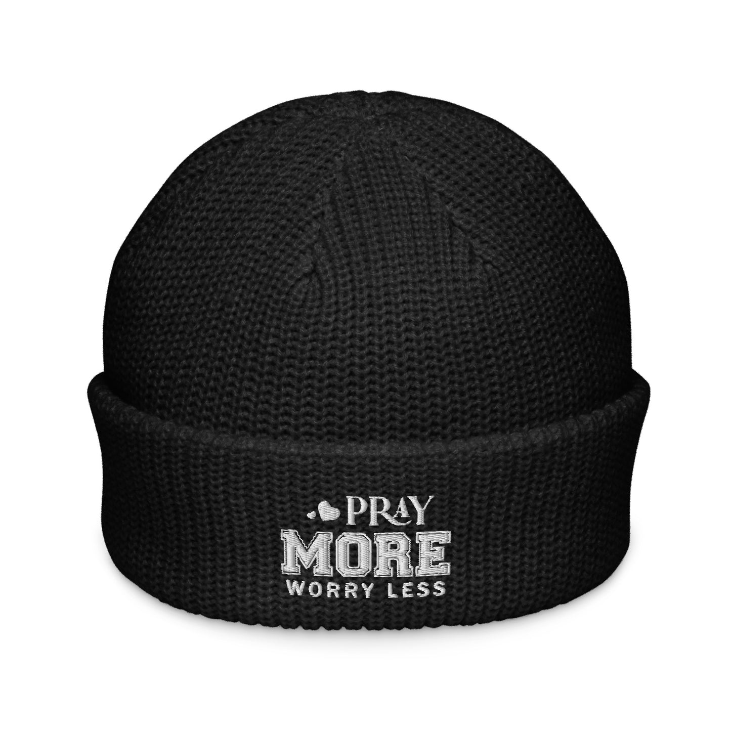 Pray More Worry Less Adult Christian Fisherman beanie