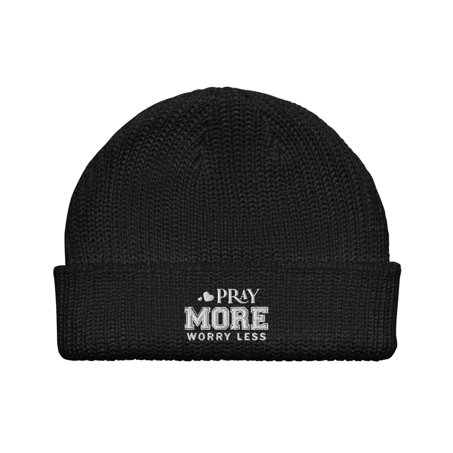 Pray More Worry Less Adult Christian Fisherman beanie