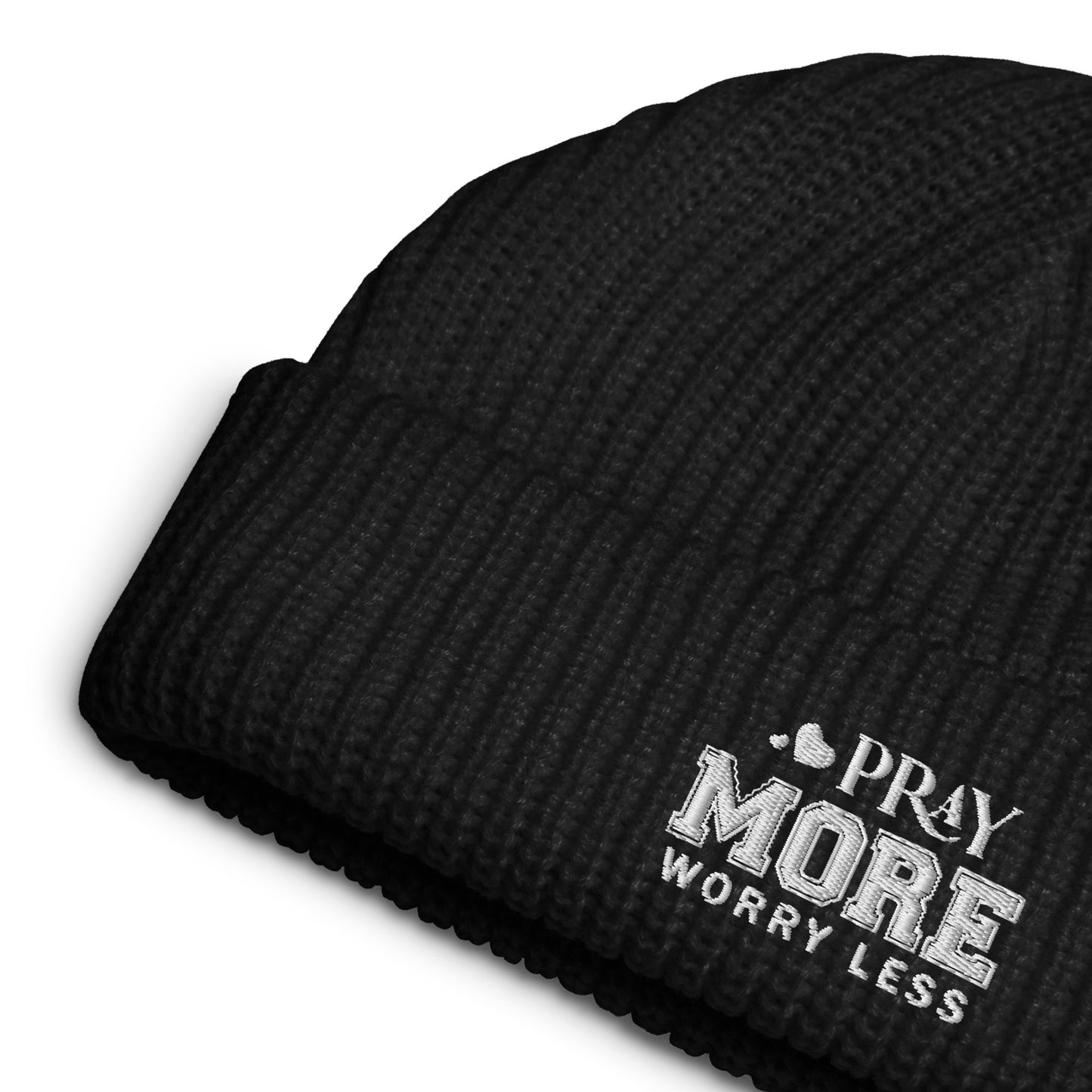 Pray More Worry Less Adult Christian Fisherman beanie