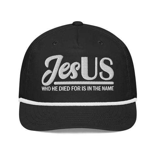 JesUS Who He Died For Is In The Name Adult Christian Golf rope Hat