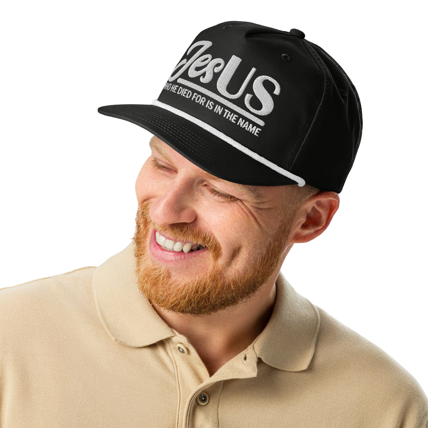 JesUS Who He Died For Is In The Name Adult Christian Golf rope Hat