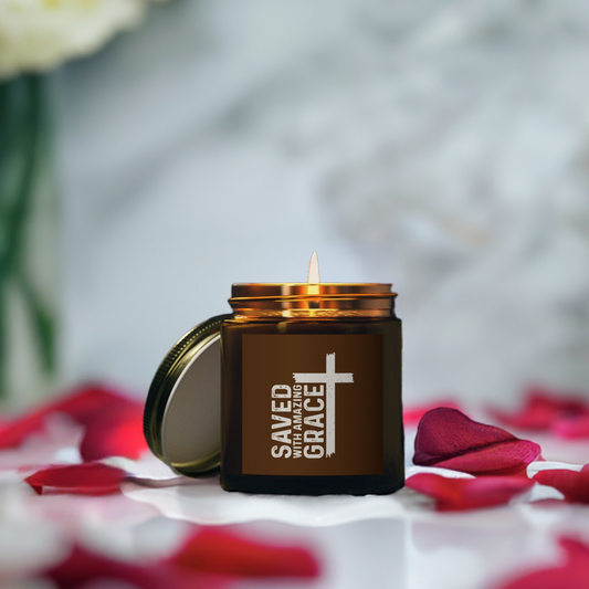 Saved With Amazing Grace Christian Scented Candle (4oz, 9oz)