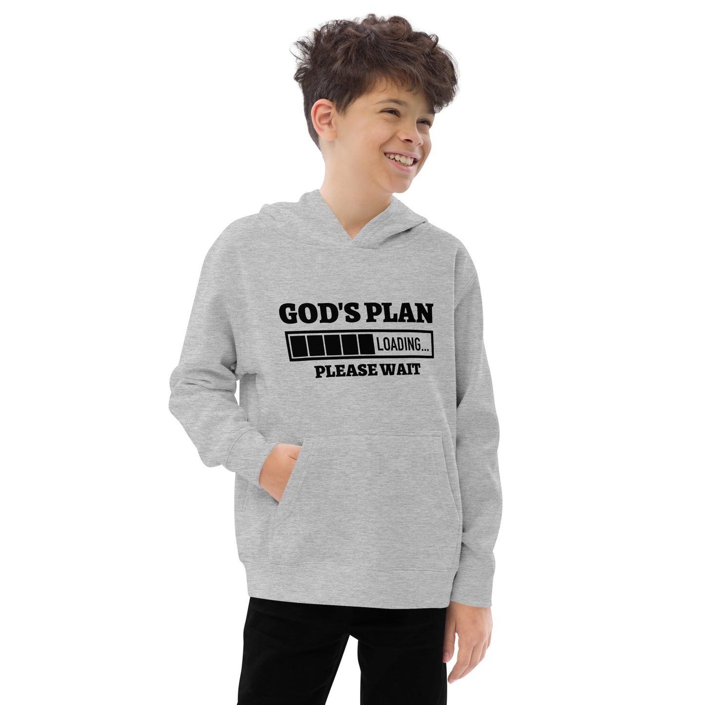 God's Plan Loading Please Wait Youth Christian fleece hooded Sweatshirt