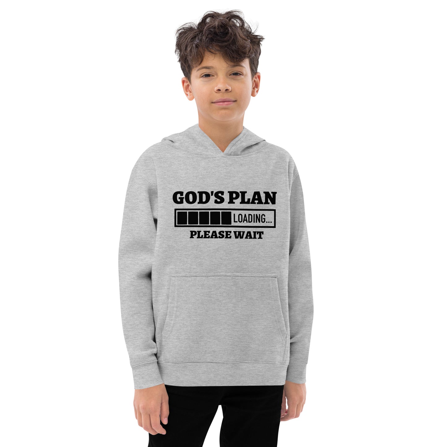 God's Plan Loading Please Wait Youth Christian fleece hooded Sweatshirt