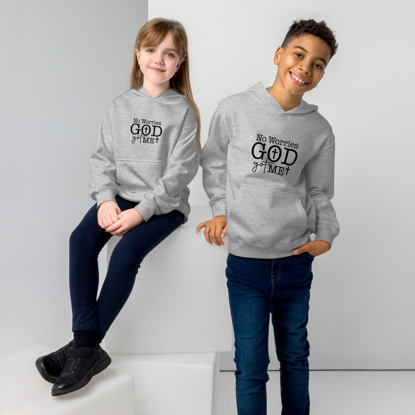 No Worries God Got Me Youth Christian Fleece hooded Sweatshirt