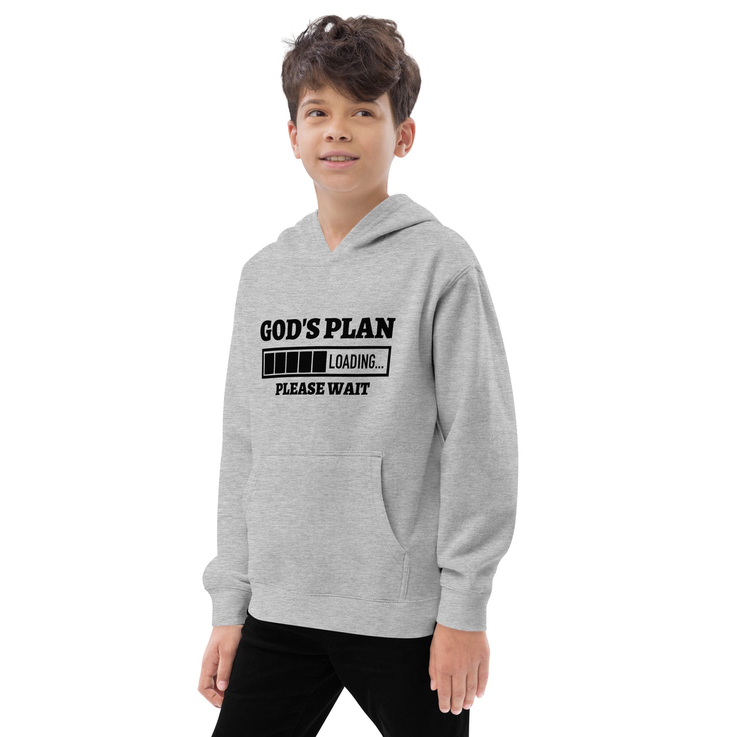 God's Plan Loading Please Wait Youth Christian fleece hooded Sweatshirt