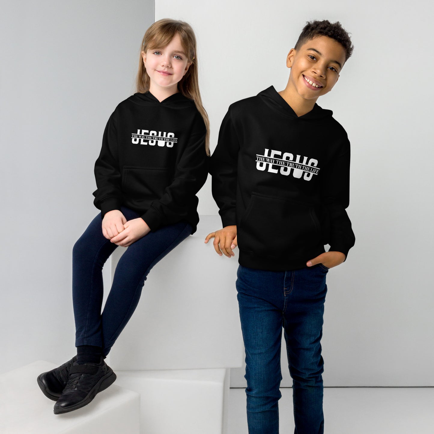 Jesus The Way The Truth The Life Youth Christian fleece hooded Sweatshirt