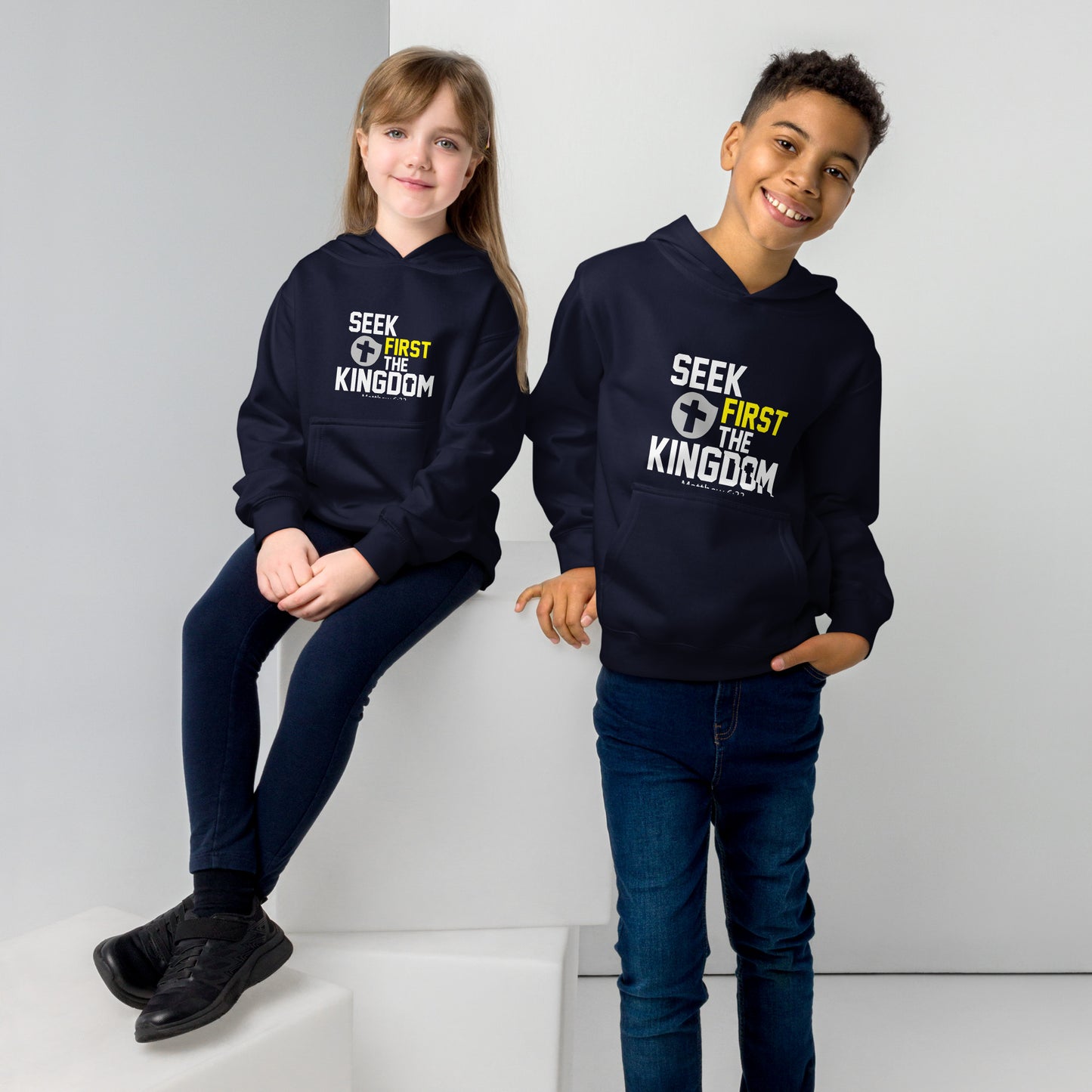 Seek First The Kingdom Youth Christian fleece hooded Sweatshirt