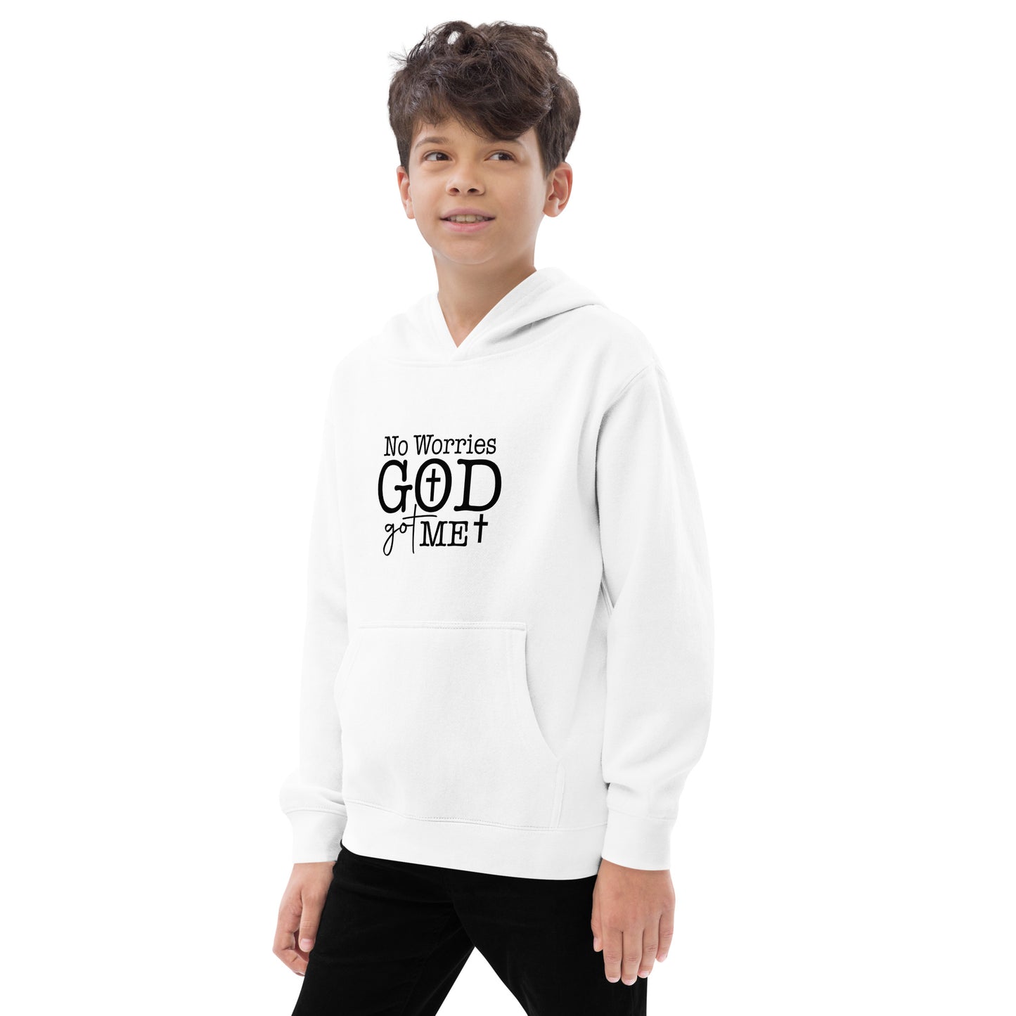 No Worries God Got Me Youth Christian Fleece hooded Sweatshirt