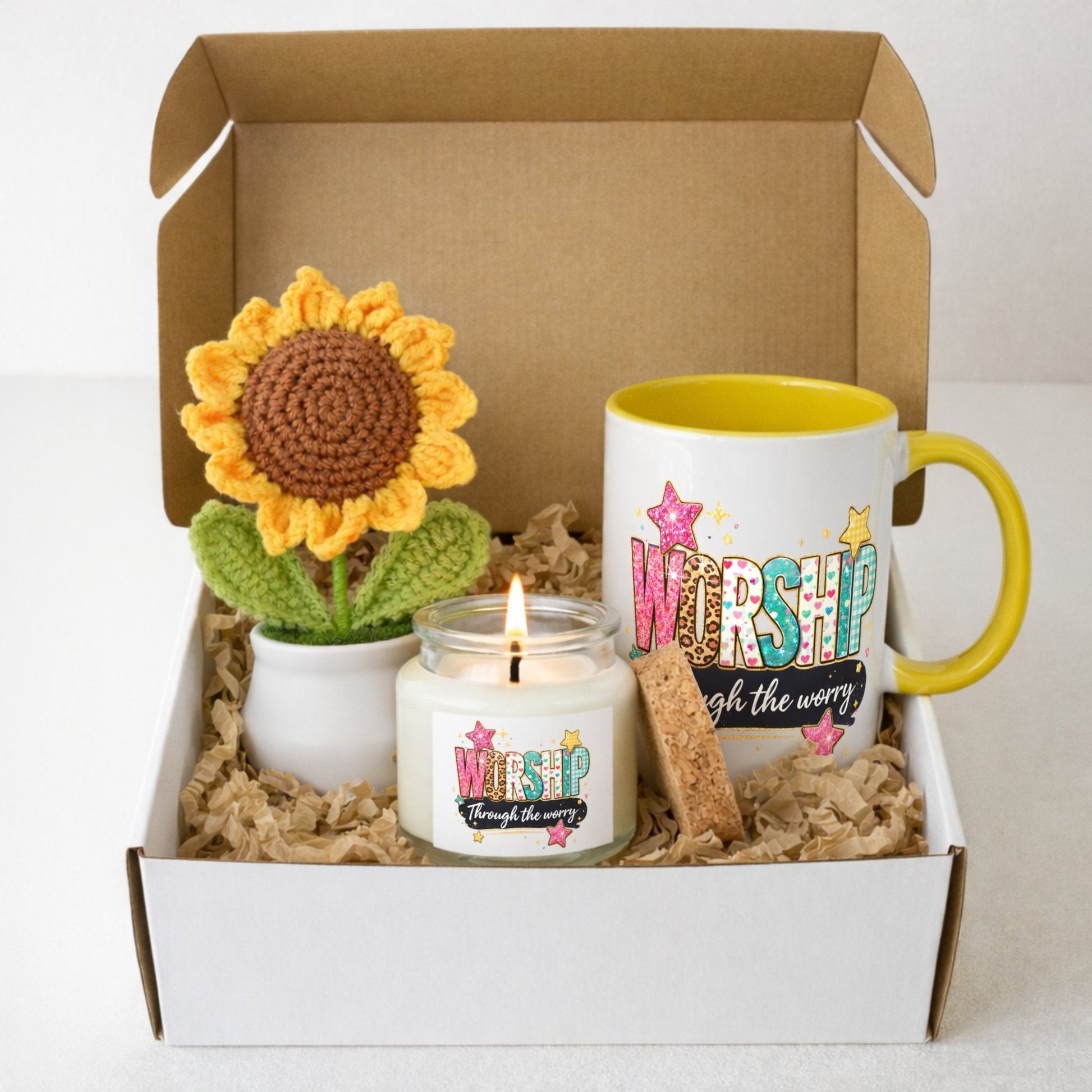 Worship Through The Worry Hello Sunshine Christian Gift Set - ClaimedbyGodDesigns